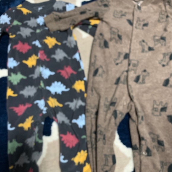 Baby boy 12 month fleece button up footie pajamas - Picture 2 of 4